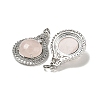 Natural Rose Quartz with Clear Cubic Zirconia Pendants G-G133-01P-23-2