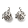 Rack Plating Brass Hollow Round Cage Pendants KK-P238-04P-1