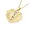 Heart with Flower 304 Stainless Steel Pendant Necklaces NJEW-G083-03B-G-2