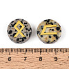 Brass Elder Futhark Alphabet Engraved Symbol Flat Round Natural Dalmatian Jasper Rune Stones G-I373-01D-3