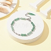 Natural Green Aventurine Bamboo Beaded Bracelet with Acrylic Leaf Charms BJEW-TA00299-4