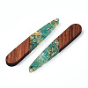 Transparent Resin & Walnut Wood Pendants X-RESI-N039-69B-2