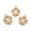 Rack Plating Brass Micro Pave Clear Cubic Zirconia Connector Charms KK-E081-05G-2