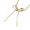 304 Stainless Steel Flat Snake Chain Bowknot Pendant Necklaces for Women NJEW-Z050-01G-02-2