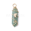2Pcs 2 Styles Natural Green Aventurine Double Terminated Pointed Pendants PALLOY-JF03122-02-3