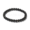 Natural Golden Sheen Obsidian Bead Stretch Bracelets X-BJEW-K212-A-020-3