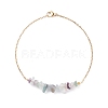 2Pcs 2 Color Natural Fluorite Chips Beaded Anklets Set with 304 Stainless Steel Cable Chains AJEW-AN00481-02-4