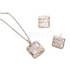 Square 304 Stainless Steel Crystal Rhinestone Pendant Necklaces & Stud Earrings Sets FS-WGB49B1-01-2