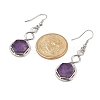 Hexagon Natural Amethyst Dangle Earrings EJEW-K298-01P-01-5