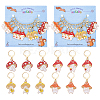 Autumn Theme Alloy Enamel Mushroom Elf Charm Locking Stitch Markers HJEW-PH01710-1