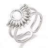 Non-Tarnish 304 Stainless Steel Sun Open Cuff Ring Components RJEW-A043-01P-1