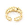 Letter Brass Micro Pave Clear Cubic Zirconia Open Cuff Rings RJEW-G309-30G-3
