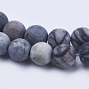 Natural Black Silk Stone/Netstone Beads Strands G-E441-02-4mm-3