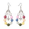 Natural Mixed Gemstone Braided Teardrop Dangle Earrings with Charms EJEW-JE04951-4