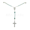 Glass Pearl Rosary Bead Necklace NJEW-TA00082-02-2