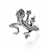 Alloy Lizard Open Cuff Ring for Women RJEW-T009-46AS-1