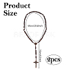 2Pcs Zinc Alloy & Wood Jesus Cross Rosary Bead Necklaces NJEW-DC0001-14-2