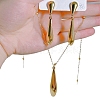 Teardrop 304 Stainless Steel Pendant Necklaces & Stud Dangle Earrings Sets FS-WGBFCD6-01-3