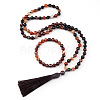 Natural Agate Round Beaded Pendant Necklaces & Bracelets Sets FS-WG9D102-19-2
