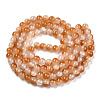 Crackle Baking Paint Imitation Jade Glass Beads Strands DGLA-T003-8mm-08-3