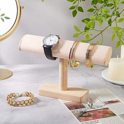 Wood & Velvet T Bar Bracelet Display Stands ODIS-WH0061-40B-1