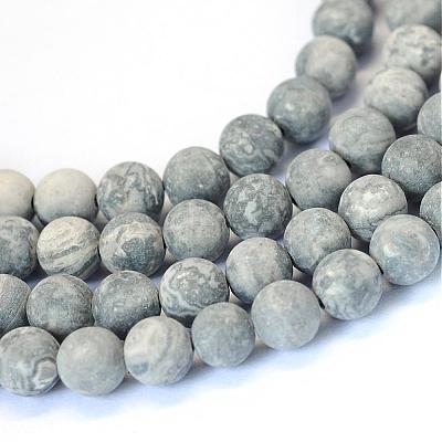 Frosted Natural Polychrome Jasper/Picasso Stone/Picasso Jasper Beads Strands G-E334-4mm-24-1