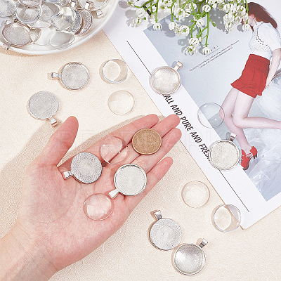 40pcs Flat Round Pendant Making Kits DIY-AR0001-30S-1