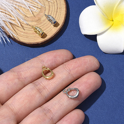 2Pcs Brass Cubic Zirconia Enhancer Shortener Bails ZIRC-YW0001-29G-1