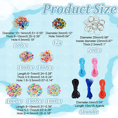 DIY Acrylic Beads & Iron Split Key Rings Keychain Making Kits DIY-AR0004-24-1