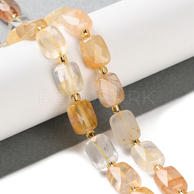 Natural Yellow Hematoid Quartz/Golden Healer Quartz  Beads Strands G-H061-A06-01-1