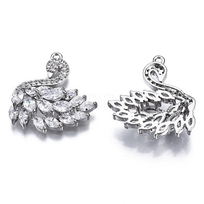 Brass Micro Pave Clear Cubic Zirconia Pendants ZIRC-S069-031P-1