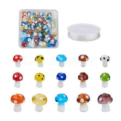 DIY Cute Mushroom Stretch Bracelets Making Kits DIY-TA0003-33-1