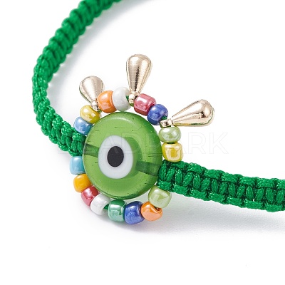 Big Evil Eye Braided Bead Bracelet BJEW-JB07109-03-1