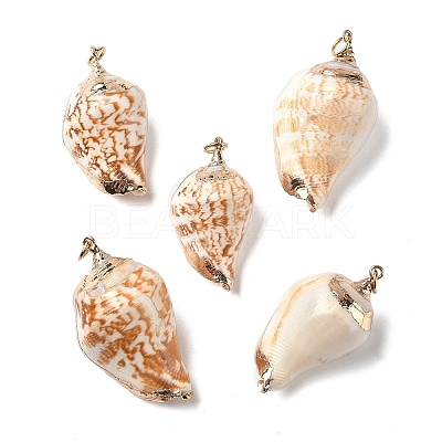 Electroplate Spiral Shell Pendants BSHE-L036-43-1