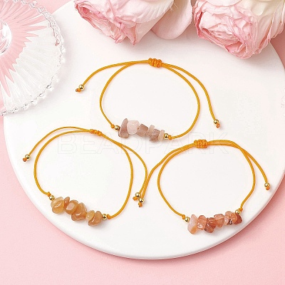 3Pcs 3 Styles Gemstone Braided Bead Bracelets BJEW-JB11146-09-1