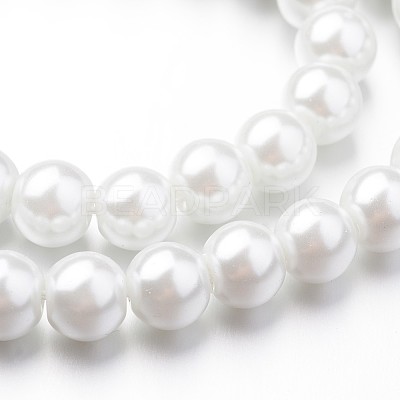 Eco-Friendly Dyed Glass Pearl Round Bead Strands X-HY-A008-8mm-RB001-1