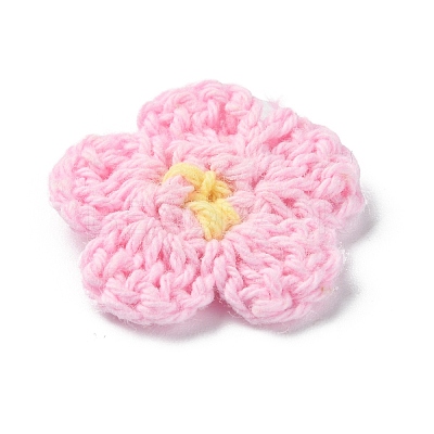 Two Tone Plum Blossom Handmade Crochet Cotton Ornament Accessories AJEW-WH0326-51G-1