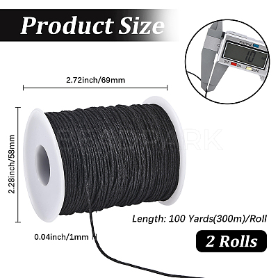 2 Rolls Waxed Cotton Thread Cords YC-PA0001-03-1