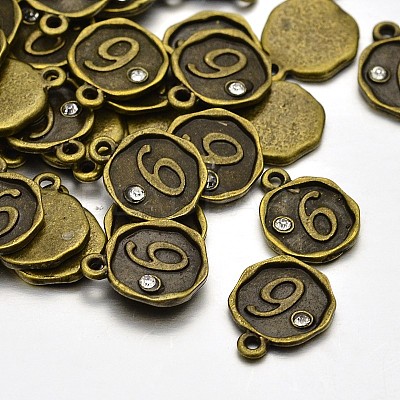 Antique Bronze Plated Alloy Rhinestone Charms ALRI-J153-06-NF-1