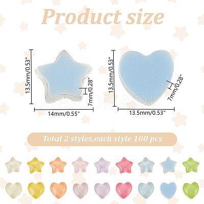 200Pcs 2 Styles Plastic Cabochons KY-AR0001-37-1