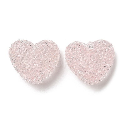 Drusy Heart Resin Rhinestone Beads RESI-C038-01B-1