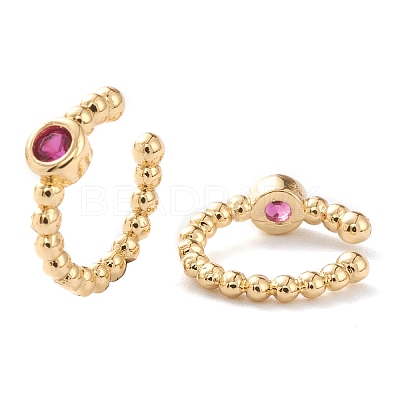 Brass Micro Pave Cubic Zirconia Cuff Earrings LS-EJEW-H109-01D-G-1