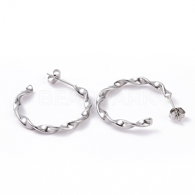 Tarnish Resistant 201 Stainless Steel Wave C-shape Stud Earrings with 304 Stainless Steel Pins EJEW-G298-03P-1