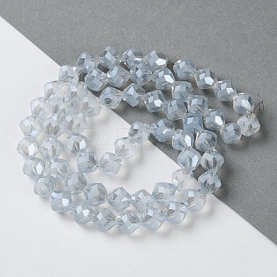 Electroplate Transparent Glass Beads Strands X-EGLA-I019-PL03-1