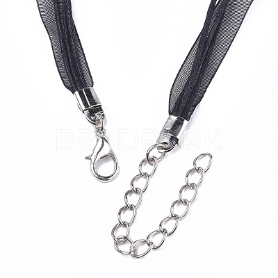 Waxed Cord and Organza Ribbon Necklace Making X-NCOR-T002-332-1
