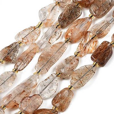 Natural Black Gold Rutilated Quartz Beads Strands G-D101-A16-1