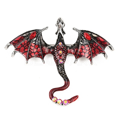 Dragon Alloy Rhinestone Lapel Pins for Backpack Clothes JEWB-G043-01A-1