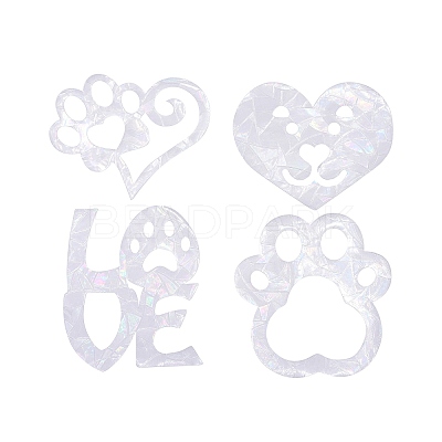 Custom Paw & Heart & Word Love Shape Waterproof PVC Laser Adhesive Stickers DIY-WH0256-004-1