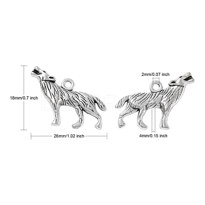 Tibetan Style Alloy Howling Wolf Pendants LF1753Y-1