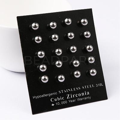 Tarnish Resistant 304 Stainless Steel Ball Stud Earrings EJEW-2224-6mm-P-1